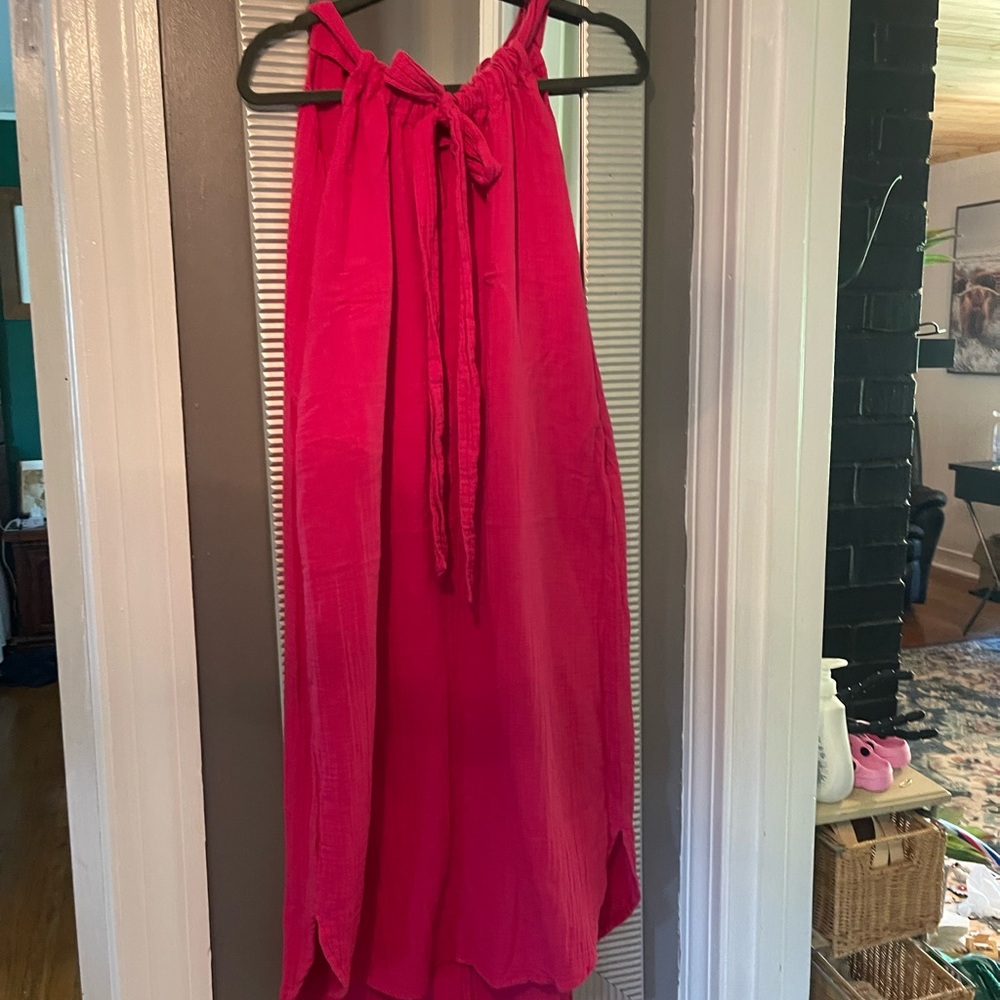 Hot Pink Lightweight Long Summer Sleeveless Dress
